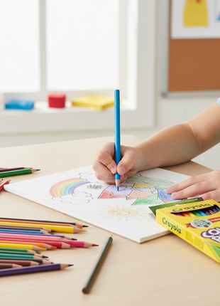 Niño usando lápices de colores Crayola 24 unidades
