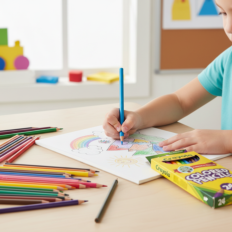Niño usando lápices de colores Crayola 24 unidades