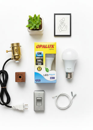 Opalux foco LED 12W E27 – kit iluminación eficiente – reemplazo halógeno – 1650 lúmenes luz blanca 6000K 220V

