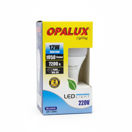 Opalux foco LED 12W luz blanca – 1650 lúmenes – 6000K – bajo consumo 220V – reemplazo eficiente – Envíos express

