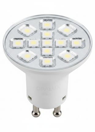 Opalux LED dicroico GU10 – detalle chip LED y base patillas – tecnología ecológica de bajo consumo – 9W 800lm

