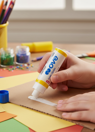 Ove pegamento en barra aplicado en manualidades escolares – adhesivo limpio y seguro para niños y estudiantes – Envíos express


