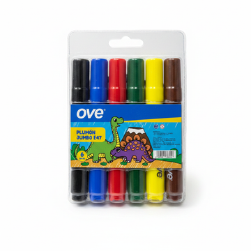 PLUMONES JUMBO OVE SET X 6 COLORES