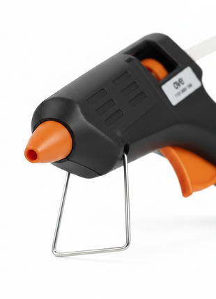 Pistola de silicona mini OVE 10W – liviana con soporte incorporado – switch ON/OFF – manualidades