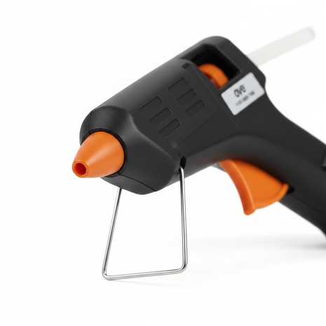 Pistola de silicona mini OVE 10W – liviana con soporte incorporado – switch ON/OFF – manualidades