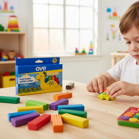OVE Plastilinas Súper Jumbo modelado creativo infantil colores vivos motricidad fina