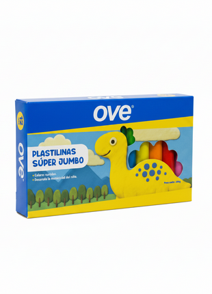 OVE Plastilinas Súper Jumbo x12 colores surtidos 200g motricidad infantil creativa