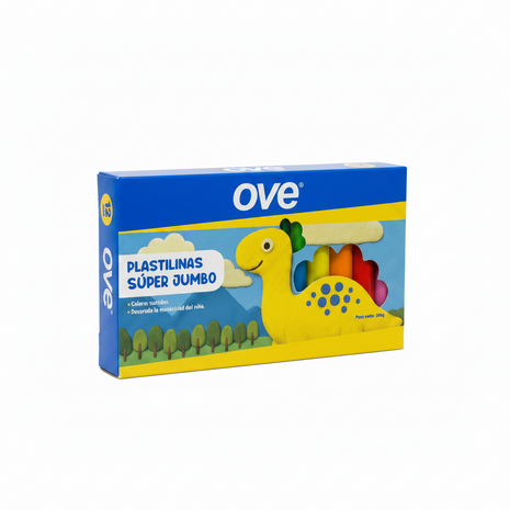 OVE Plastilinas Súper Jumbo x12 colores surtidos 200g motricidad infantil creativa