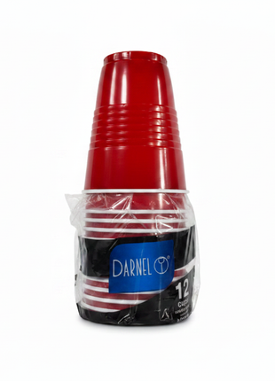 Pack vasos rojos Darnel con empaque original fondo blanco