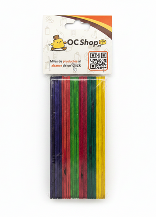 OC Shop palitos madera colores surtidos azul rojo verde amarillo manualidades arte