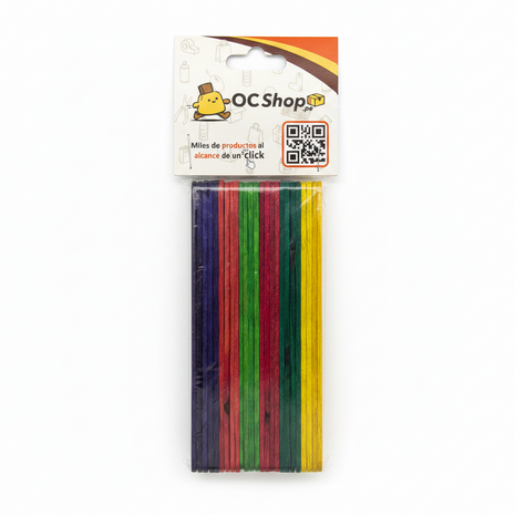 OC Shop palitos madera colores surtidos azul rojo verde amarillo manualidades arte