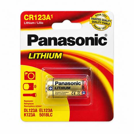 Panasonic CR123A flat lay