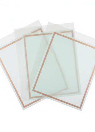 Papel coreano celeste doble margen dorado flat lay