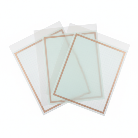 Papel coreano celeste doble margen dorado flat lay