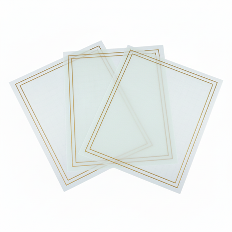 Papel coreano celeste liso doble margen dorado