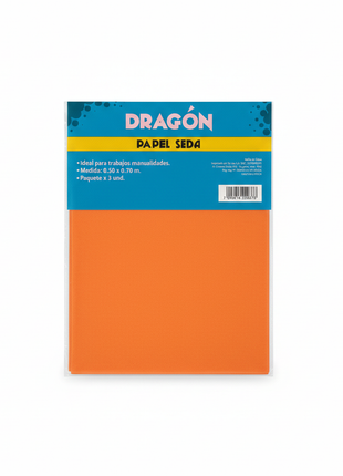 Papel Seda Anaranjado Dragón fondo blanco