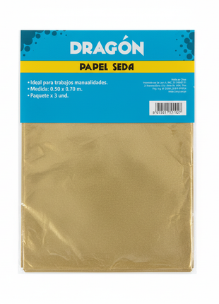 Papel Seda Dorado Dragón fondo blanco