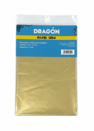 Papel Seda Dragón Dorado fiel fondo blanco