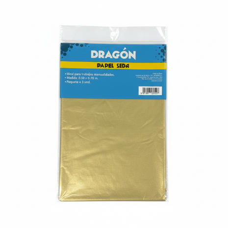 Papel Seda Dragón Dorado fiel fondo blanco