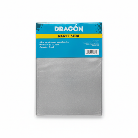 Papel Seda Plateado Dragón fondo blanco