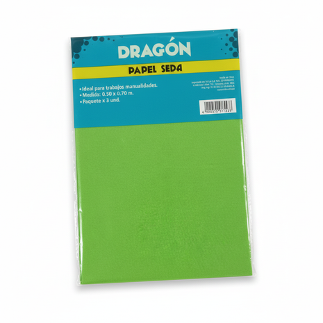 Papel Seda Verde Dragón fondo blanco