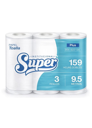 PAPEL TOALLA 3 ROLLOS 9.5m