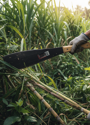 Persona usando machete Palstar con mango de madera