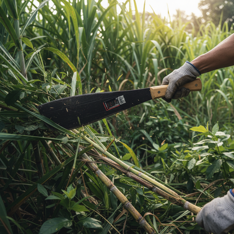 Persona usando machete Palstar con mango de madera