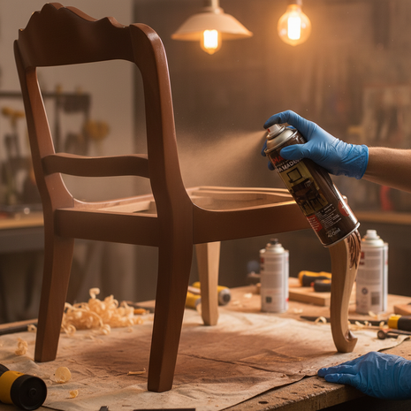 Persona usando Shark Pintura Spray para Madera