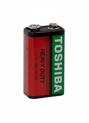 Pila 9V Toshiba – batería alcalina rectangular con conector snap – larga duración para detectores y multímetros

