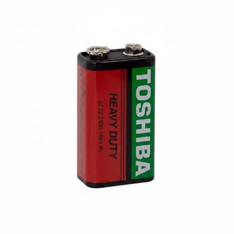 Pila 9V Toshiba – batería alcalina rectangular con conector snap – larga duración para detectores y multímetros

