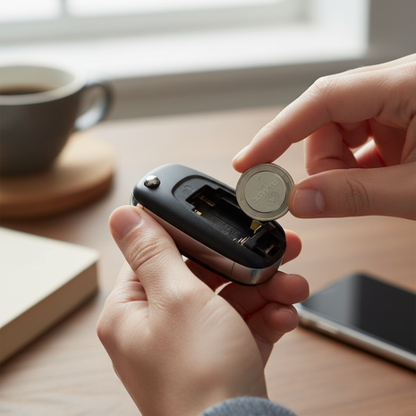 Pila CR2032 Duracell en llave de auto – reemplazo fácil y confiable – energía duradera para dispositivos pequeños

