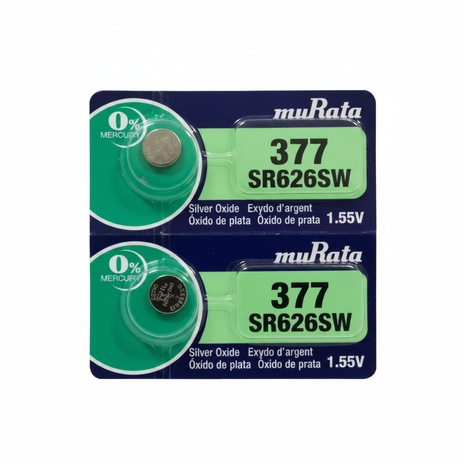 Pilas 377 SR626SW Murata Silver Oxide 1.55V x2 – batería de botón para reloj y dispositivos de precisión

