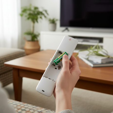 Pilas AA Panasonic 1.5V en control remoto – energía estable para uso diario en el hogar

