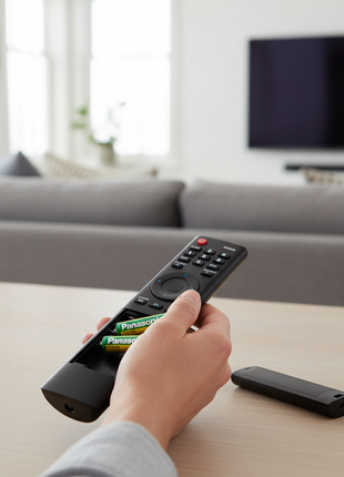 Pilas AAA Panasonic 1.5V en control remoto – energía estable para uso diario en el hogar