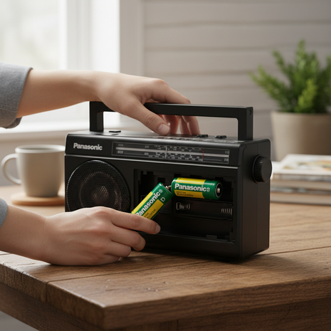 Pilas D Panasonic 1.5V en linterna – energía potente y duradera para emergencias y uso intensivo

