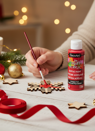 Pintura Acrílica Christmas Red DecoArt en uso