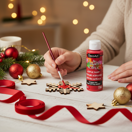 Pintura Acrílica Christmas Red DecoArt en uso