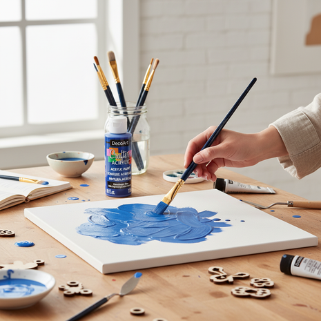 Pintura Acrílica Copenhagen Blue DecoArt en uso