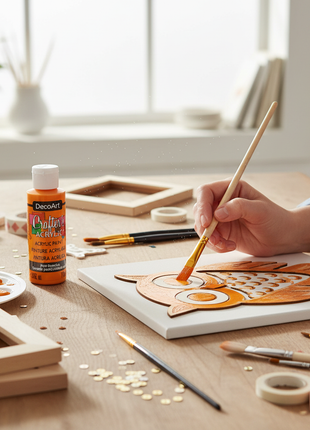Pintura Acrílica Naranja DecoArt en uso