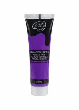 Pintura acrílica neon morado Artist Series 22ml tubo negro tapa plateada – color vibrante para arte y manualidades

