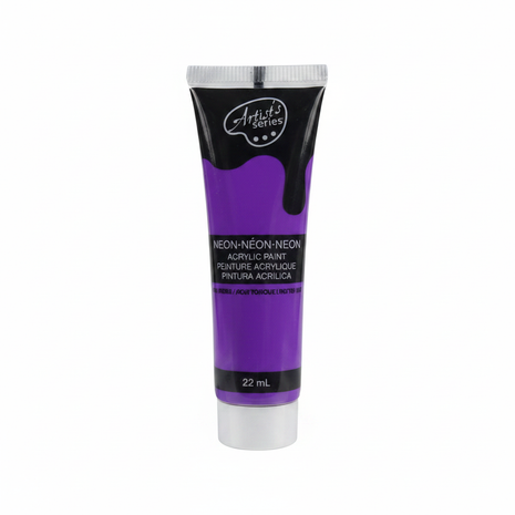 Pintura acrílica neon morado Artist Series 22ml tubo negro tapa plateada – color vibrante para arte y manualidades

