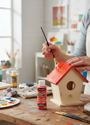 Pintura Acrílica Rojo-Naranja DecoArt en uso