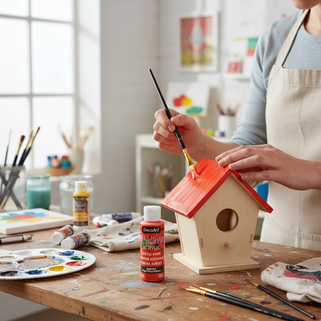 Pintura Acrílica Rojo-Naranja DecoArt en uso