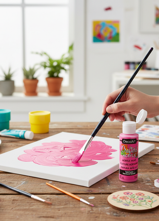 Pintura Acrílica Rosa Fucsia DecoArt en uso
