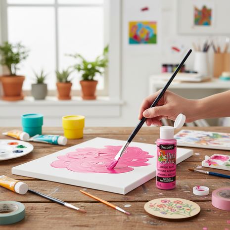 Pintura Acrílica Rosa Fucsia DecoArt en uso