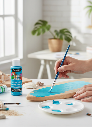 Pintura Acrílica Tropical Blue DecoArt en uso
