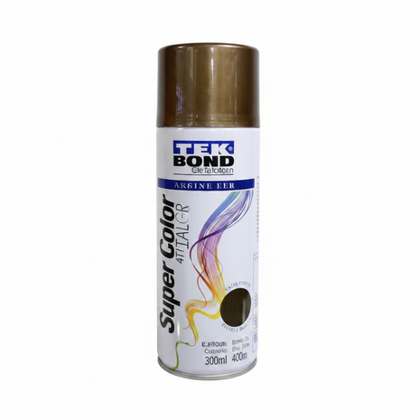Tekbond spray bronce metálico 400ml – pintura aerosol acabado metálico bronce – cobertura uniforme – ideal para metal, madera y decoración

