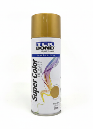 Tekbond spray oro metálico 400ml – pintura aerosol acabado oro metálico – cobertura uniforme – ideal para metal, madera y decoración


