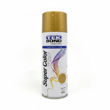 Tekbond spray oro metálico 400ml – pintura aerosol acabado oro metálico – cobertura uniforme – ideal para metal, madera y decoración


